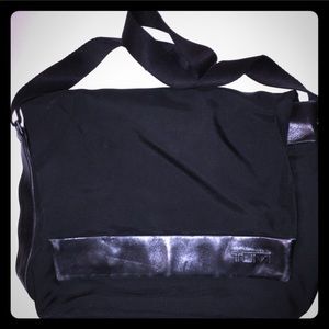 Tumi Black Leather & Canvas Messenger Bag